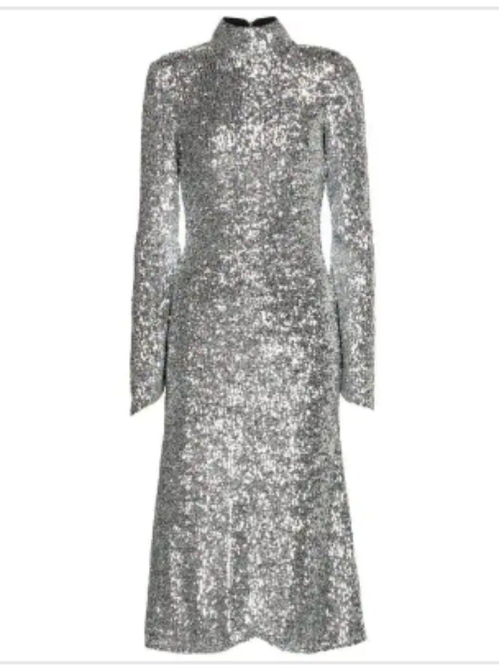 Rebecca Vallance Silver Sequin Long Sleeve Midi Dress US 10